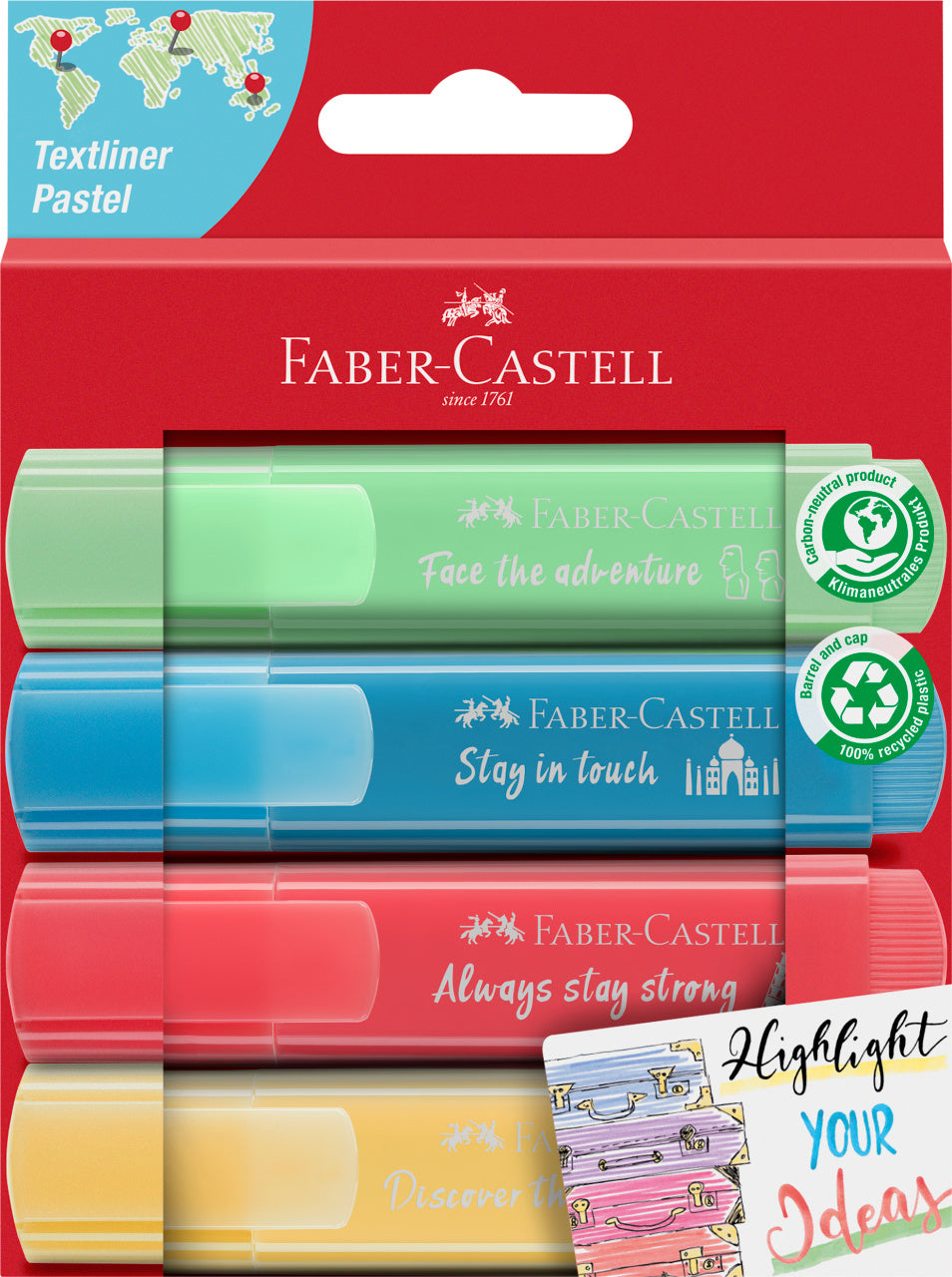 TEXTMARKER SET 4 PASTEL CUTIE CARTON FABER-CASTELL TEXTMARKER SET 4 PASTEL CUTIE CARTON FABER-CASTELL